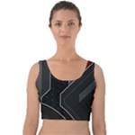 Gamer Tech Black Mesh Red Modern Shape Texture Geometric Pattern Velvet Crop Top