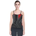 Gamer Tech Black Mesh Red Modern Shape Texture Geometric Pattern Velvet Spaghetti Strap Top