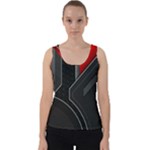 Gamer Tech Black Mesh Red Modern Shape Texture Geometric Pattern Velvet Tank Top