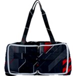 Gamer Tech Black Mesh Red Modern Shape Texture Geometric Pattern Multi Function Bag