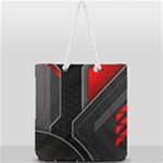 Gamer Tech Black Mesh Red Modern Shape Texture Geometric Pattern Full Print Rope Handle Tote (Large)