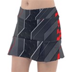 Gamer Tech Black Mesh Red Modern Shape Texture Geometric Pattern Classic Tennis Skirt