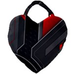 Gamer Tech Black Mesh Red Modern Shape Texture Geometric Pattern Giant Heart Shaped Tote