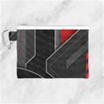 Gamer Tech Black Mesh Red Modern Shape Texture Geometric Pattern Canvas Cosmetic Bag (Medium)