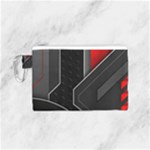 Gamer Tech Black Mesh Red Modern Shape Texture Geometric Pattern Canvas Cosmetic Bag (Small)
