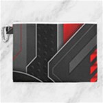 Gamer Tech Black Mesh Red Modern Shape Texture Geometric Pattern Canvas Cosmetic Bag (XL)
