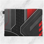 Gamer Tech Black Mesh Red Modern Shape Texture Geometric Pattern Canvas Cosmetic Bag (XXL)