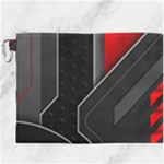 Gamer Tech Black Mesh Red Modern Shape Texture Geometric Pattern Canvas Cosmetic Bag (XXXL)