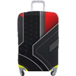 Gamer Tech Black Mesh Red Modern Shape Texture Geometric Pattern Luggage Cover (Large)