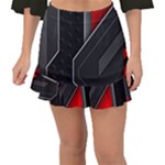 Gamer Tech Black Mesh Red Modern Shape Texture Geometric Pattern Fishtail Mini Chiffon Skirt