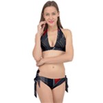 Gamer Tech Black Mesh Red Modern Shape Texture Geometric Pattern Tie It Up Bikini Set