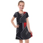 Gamer Tech Black Mesh Red Modern Shape Texture Geometric Pattern Kids  Cross Web Dress