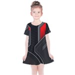 Gamer Tech Black Mesh Red Modern Shape Texture Geometric Pattern Kids  Simple Cotton Dress
