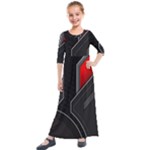 Gamer Tech Black Mesh Red Modern Shape Texture Geometric Pattern Kids  Quarter Sleeve Maxi Dress