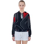Gamer Tech Black Mesh Red Modern Shape Texture Geometric Pattern Women s Tie Up Sweat