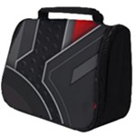 Gamer Tech Black Mesh Red Modern Shape Texture Geometric Pattern Full Print Travel Pouch (Big)