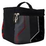 Gamer Tech Black Mesh Red Modern Shape Texture Geometric Pattern Make Up Travel Bag (Small)