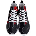 Gamer Tech Black Mesh Red Modern Shape Texture Geometric Pattern Men s Lightweight High Top Sneakers