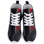 Gamer Tech Black Mesh Red Modern Shape Texture Geometric Pattern Women s Lightweight High Top Sneakers