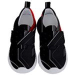 Gamer Tech Black Mesh Red Modern Shape Texture Geometric Pattern Kids  Velcro No Lace Shoes