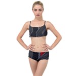 Gamer Tech Black Mesh Red Modern Shape Texture Geometric Pattern Layered Top Bikini Set