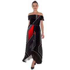 Off Shoulder Open Front Chiffon Dress 