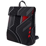 Gamer Tech Black Mesh Red Modern Shape Texture Geometric Pattern Flap Top Backpack