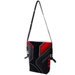 Gamer Tech Black Mesh Red Modern Shape Texture Geometric Pattern Folding Shoulder Bag
