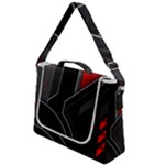 Gamer Tech Black Mesh Red Modern Shape Texture Geometric Pattern Box Up Messenger Bag