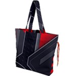 Gamer Tech Black Mesh Red Modern Shape Texture Geometric Pattern Drawstring Tote Bag