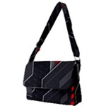 Gamer Tech Black Mesh Red Modern Shape Texture Geometric Pattern Full Print Messenger Bag (S)