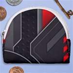 Gamer Tech Black Mesh Red Modern Shape Texture Geometric Pattern Horseshoe Style Canvas Pouch