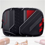 Gamer Tech Black Mesh Red Modern Shape Texture Geometric Pattern Make Up Pouch (Small)