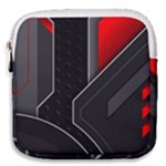 Gamer Tech Black Mesh Red Modern Shape Texture Geometric Pattern Mini Square Pouch
