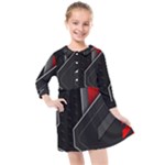 Gamer Tech Black Mesh Red Modern Shape Texture Geometric Pattern Kids  Quarter Sleeve Shirt Dress