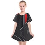 Gamer Tech Black Mesh Red Modern Shape Texture Geometric Pattern Kids  Smock Dress