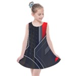 Gamer Tech Black Mesh Red Modern Shape Texture Geometric Pattern Kids  Summer Dress