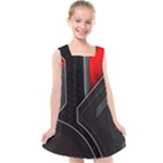 Gamer Tech Black Mesh Red Modern Shape Texture Geometric Pattern Kids  Cross Back Dress