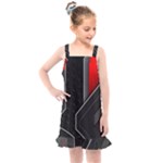 Gamer Tech Black Mesh Red Modern Shape Texture Geometric Pattern Kids  Overall Dress