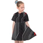 Gamer Tech Black Mesh Red Modern Shape Texture Geometric Pattern Kids  Sailor Dress