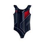 Gamer Tech Black Mesh Red Modern Shape Texture Geometric Pattern Kids  Frill Swimsuit