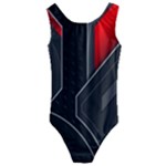 Gamer Tech Black Mesh Red Modern Shape Texture Geometric Pattern Kids  Cut-Out Back One Piece Swimsuit