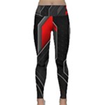 Gamer Tech Black Mesh Red Modern Shape Texture Geometric Pattern Lightweight Velour Classic Yoga Leggings