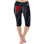 Gamer Tech Black Mesh Red Modern Shape Texture Geometric Pattern Lightweight Velour Cropped Yoga Leggings