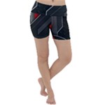 Gamer Tech Black Mesh Red Modern Shape Texture Geometric Pattern Lightweight Velour Yoga Shorts