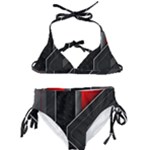 Gamer Tech Black Mesh Red Modern Shape Texture Geometric Pattern Kids  Classic Bikini Set