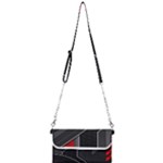 Gamer Tech Black Mesh Red Modern Shape Texture Geometric Pattern Mini Crossbody Handbag