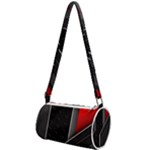 Gamer Tech Black Mesh Red Modern Shape Texture Geometric Pattern Mini Cylinder Bag