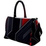 Gamer Tech Black Mesh Red Modern Shape Texture Geometric Pattern Duffel Travel Bag