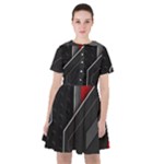 Gamer Tech Black Mesh Red Modern Shape Texture Geometric Pattern Sailor Dress